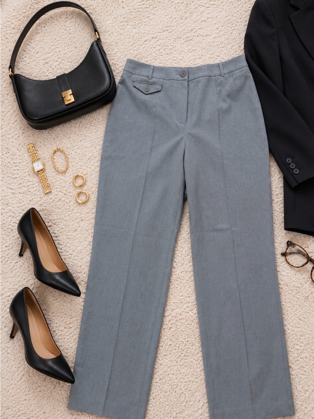 Classic Straight-Leg Dress Pants in Light Gray